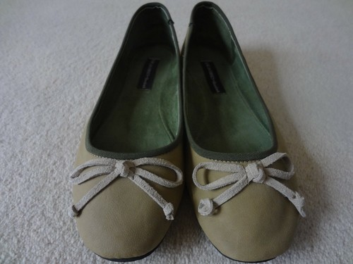 Ladies balerina beige green - ladies, beige/green
