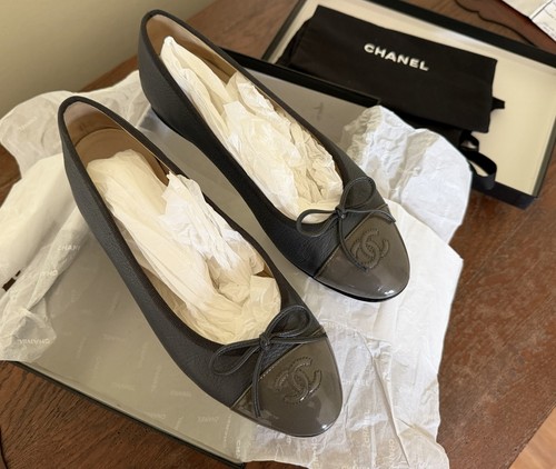 Chanel ballet flats grey khaki - chanel,